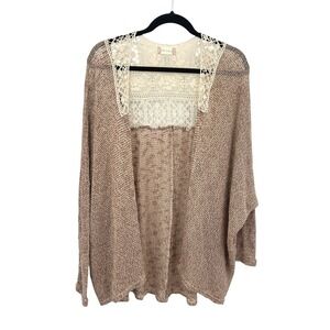 Boho Lace Cardigan Kimono S Beige Crochet Cottagecore Romantic Earthy Fairy